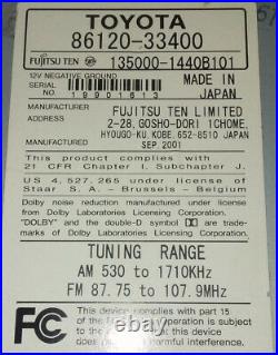 02 03 04 TOYOTA Camry JBL Navigation GPS Radio CD Tape Player Display Cassette