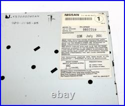 2006 Nissan Maxima AM FM Radio Cassette 6 Disc CD Player 28188ZK01A Option CR13B