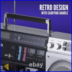 Aiwa Retro Boombox CD Player with Cassette Recording, Bluetooth 5.0, FM/AM Radio