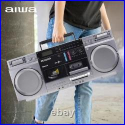 Aiwa Retro Boombox CD Player with Cassette Recording, Bluetooth 5.0, FM/AM Radio
