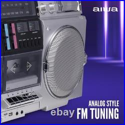 Aiwa Retro Boombox CD Player with Cassette Recording, Bluetooth 5.0, FM/AM Radio