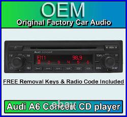 Audi A6 CD player stereo with radio code and removal keys Concert car headunit