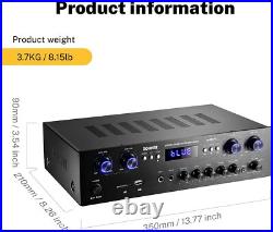 Donner MAMP5 600W Audio Power Amplifier Receiver 4 Channel Bluetooth HiFi Amp