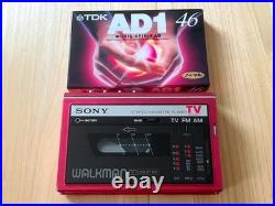 EXC+ SONY WALKMAN WM-F30 Red Slim Radio TV FM AM Dolby NR = From JAPAN