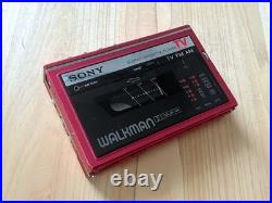 EXC+ SONY WALKMAN WM-F30 Red Slim Radio TV FM AM Dolby NR = From JAPAN