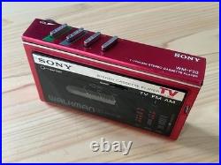 EXC+ SONY WALKMAN WM-F30 Red Slim Radio TV FM AM Dolby NR = From JAPAN