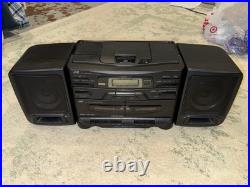 JVC PC-X110 Boombox CD AM/FM withRefurbished Dual Cassette Recorder 1990s VINTAGE