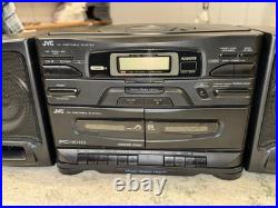 JVC PC-X110 Boombox CD AM/FM withRefurbished Dual Cassette Recorder 1990s VINTAGE