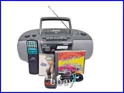 JVC RC-BX25BK Boombox Stereo Portable CD Cassette Tape Radio Tuner AM FM Vintage JVC RC-BX25BK Boombox Stereo Portable CD Cassette Tape Radio Tuner AM FM Vintage