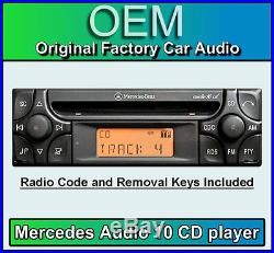Mercedes E-Class Audio 10 CD player, Merc W210 car stereo + radio code and keys