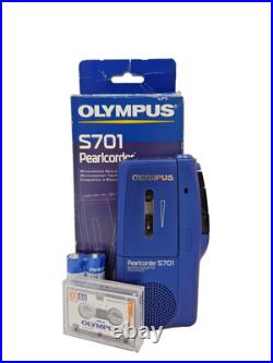 Olympus Pearlcorder S701 BLUE MicroCassette Voice Recorder Dictaphone Dictation
