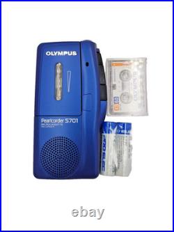 Olympus Pearlcorder S701 BLUE MicroCassette Voice Recorder Dictaphone Dictation