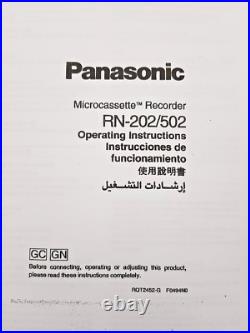 Panasonic RN-202 MicroCassette Dictaphone Dictation Voice Recorder Handheld Blk