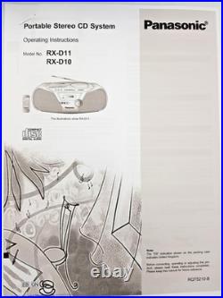 Panasonic RX-D10 Boombox Cassette Tape CD Radio FM AM Portable Player Recorder