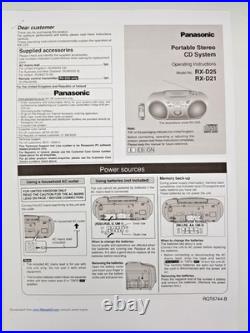 Panasonic RX-D25 Boombox Cassette Tape CD Radio FM AM Portable Player Recorder
