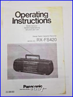 Panasonic RX-FS420 Boombox Cassette Tape Radio FM AM Portable Player Recorder