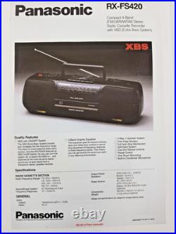 Panasonic RX-FS420 Boombox Cassette Tape Radio FM AM Portable Player Recorder