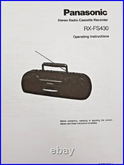 Panasonic RX-FS430 Boombox Cassette Tape Radio FM AM Portable Player Recorder Panasonic RX-FS430 Boombox Cassette Tape Radio FM AM Portable Player Recorder