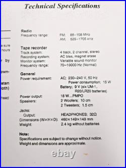 Panasonic RX-FS430 Boombox Cassette Tape Radio FM AM Portable Player Recorder