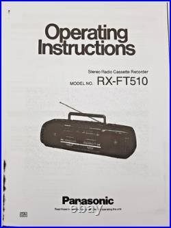 Panasonic RX-FT510 Boombox Dual Cassette Tape Radio Portable Player Recorder Vtg