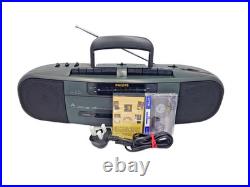 Philips AW7050 Boombox Dual Deck Cassette Tape Player Recorder Dubbing Radio VG Philips AW7050 Boombox Dual Deck Cassette Tape Player Recorder Dubbing Radio VG