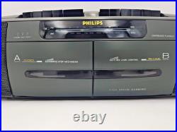 Philips AW7050 Boombox Dual Deck Cassette Tape Player Recorder Dubbing Radio VG Philips AW7050 Boombox Dual Deck Cassette Tape Player Recorder Dubbing Radio VG