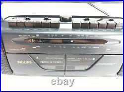 Philips NR7200/05S Boombox Dual Deck Cassette Tape Player Recorder Dubbing Radio