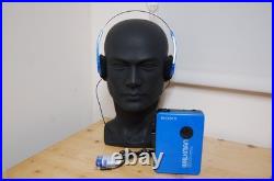 REFURBISHED Sony WM-B10 Stereo Cassette Player Walkman Blue New Belt Vintage