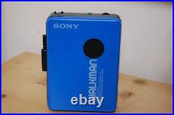 REFURBISHED Sony WM-B10 Stereo Cassette Player Walkman Blue New Belt Vintage