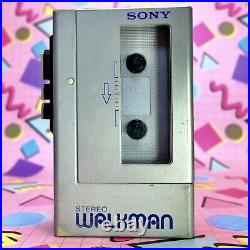 Retro 1980s SONY STEREO WALKMAN WM-4 Silver STEREO CASSETTE PLAYER Refurbished