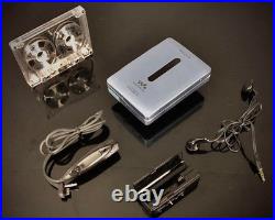 SONY WM-EX651 Portable Cassette Player Walkman Blue Refurbished Remote Set