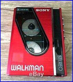 SONY Walkman WM-30 Cassette Player Stereo Red Maintained 1984 Vintage