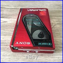 SONY Walkman WM-30 Cassette Player Stereo Red Maintained 1984 Vintage