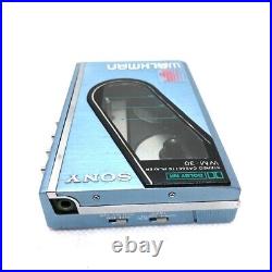 SONY Walkman WM-30 blue cassette case size SUPER SOUND with C-1K refurbished F/S