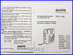 Sanyo TRC-1149 Voice Recorder Standard Cassette Dictaphone Dictation Machine Sanyo TRC-1149 Voice Recorder Standard Cassette Dictaphone Dictation Machine
