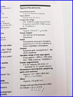 Sony Pressman TCM-20DV Voice Recorder Standard Cassette Player Dictaphone Dictat
