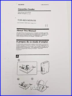 Sony TCM-459V Pressman Voice Recorder Standard Cassette Dictaphone Walkman Vtg