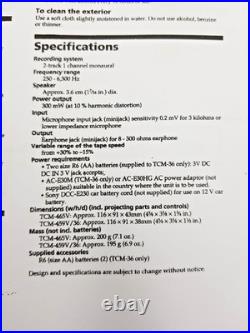 Sony TCM-459V Pressman Voice Recorder Standard Cassette Dictaphone Walkman Vtg
