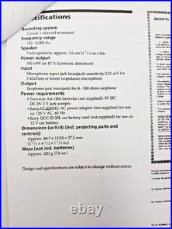 Sony TCM-59V Pressman Voice Recorder Standard Cassette Dictaphone Walkman Rare