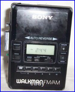 Sony WALKMAN WM-AF62 Black AM/FM AF 62 Radio Cassette Player Bass EXCELLENT