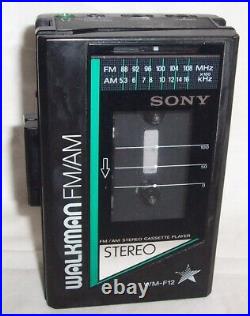 Sony WALKMAN WM-F12 Black AM/FM F 12 Radio Cassette Player Mega Bass EXCELNT