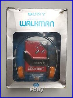 Sony WM-2 Red Walkman Personal Cassette Player with Headphone MDR-4 box set
