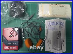 Sony WM-2 Red Walkman Personal Cassette Player with Headphone MDR-4 box set