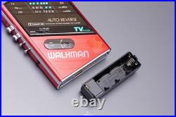 Sony Walkman WM F101 Cassette Player FM AM Radio Refurbished Red Clean Working