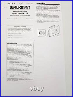 Sony Walkman WM-FX211 Personal Cassette Stereo Player AM FM Radio Tuner Black