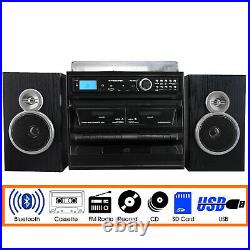 Trexonic 3-Speed Vinyl Turntable 33 45 78 Record Player CD Cassette FM Radio USB