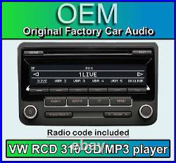 VW RCD 310 CD MP3 player, VW Golf MK6 car stereo headunit with radio code