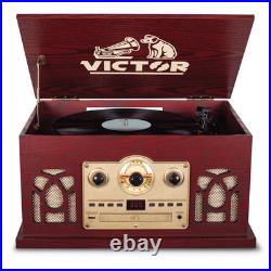 Victor Belmont 8-in-1 Wood Music Center Cherry Refurbished Grade Very Good