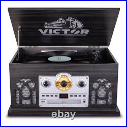 Victor Belmont 8-in-1 Wood Music Center Graphite Refurbished Grade Very Good