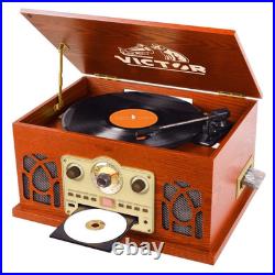 Victor Belmont 8-in-1 Wood Music Center Mahogany Refurbished Grade Very Good